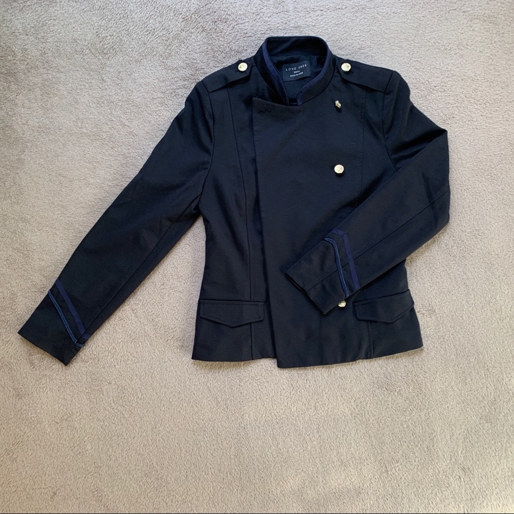 Love Tree Black Military Style Lined Blazer